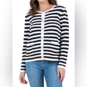 CHRISTINA B Striped Black and White Cardigan